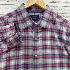 Charles Tyrwhitt Weekend Shirt Men XL Lightweight Flannel Cotton Button-Up Plaid